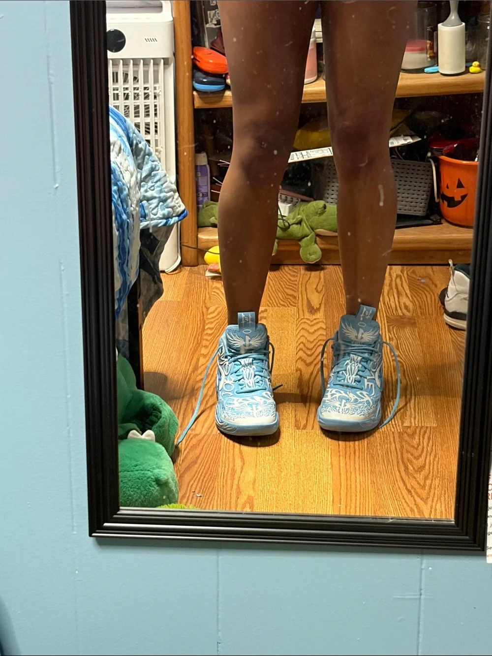 adidas Women's Sky Blue and White Patterned Sneakers